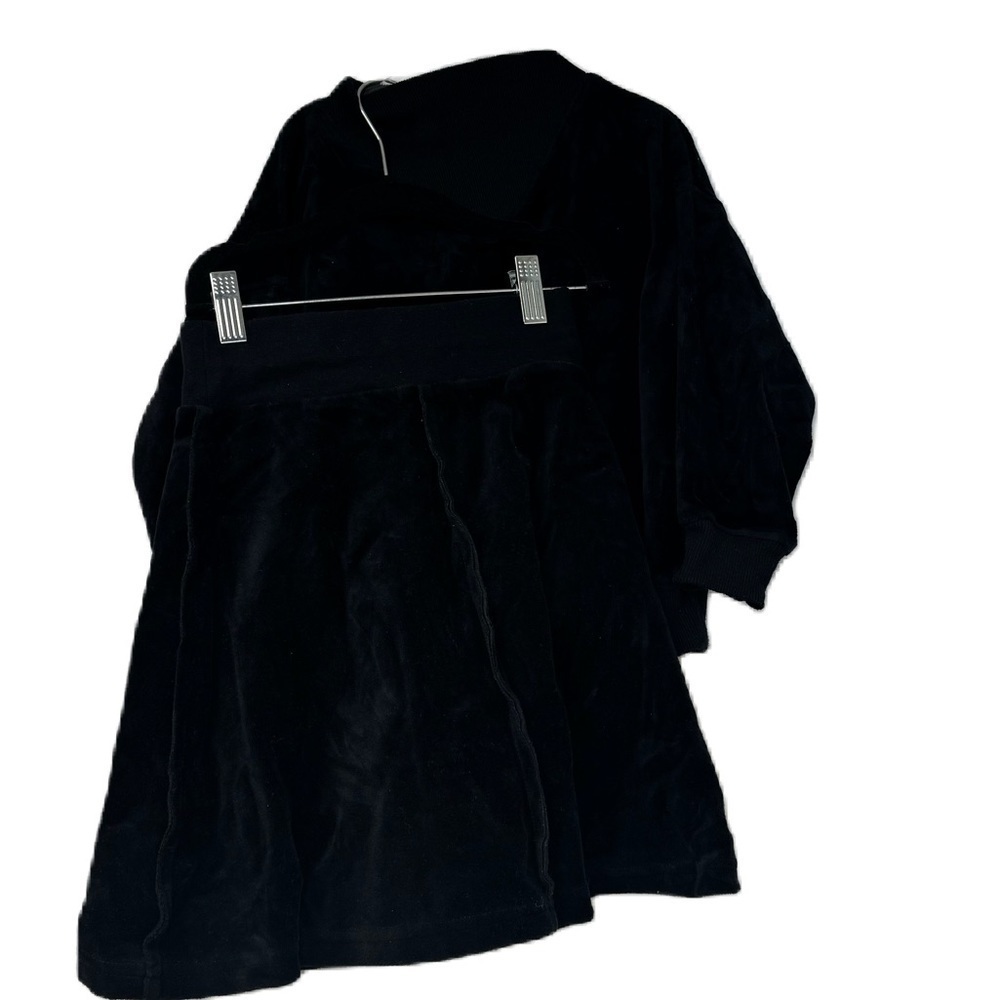 Urbani girls 7 black matching set velour skirt turtle neck top casual fun winter